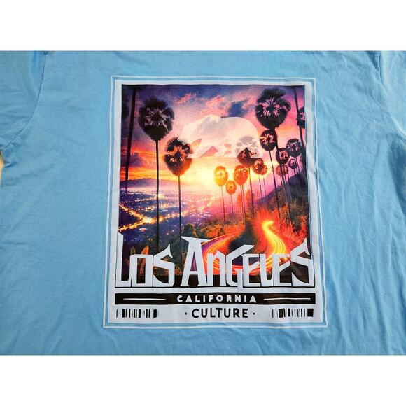 VIBES Los Angeles Men's 5XL California Culture Graphic T-Shirt Blue 100% Cotton - Picture 2 of 6